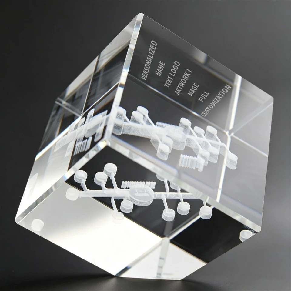 3D Internally Carved Corporate Crystal Ornaments factory