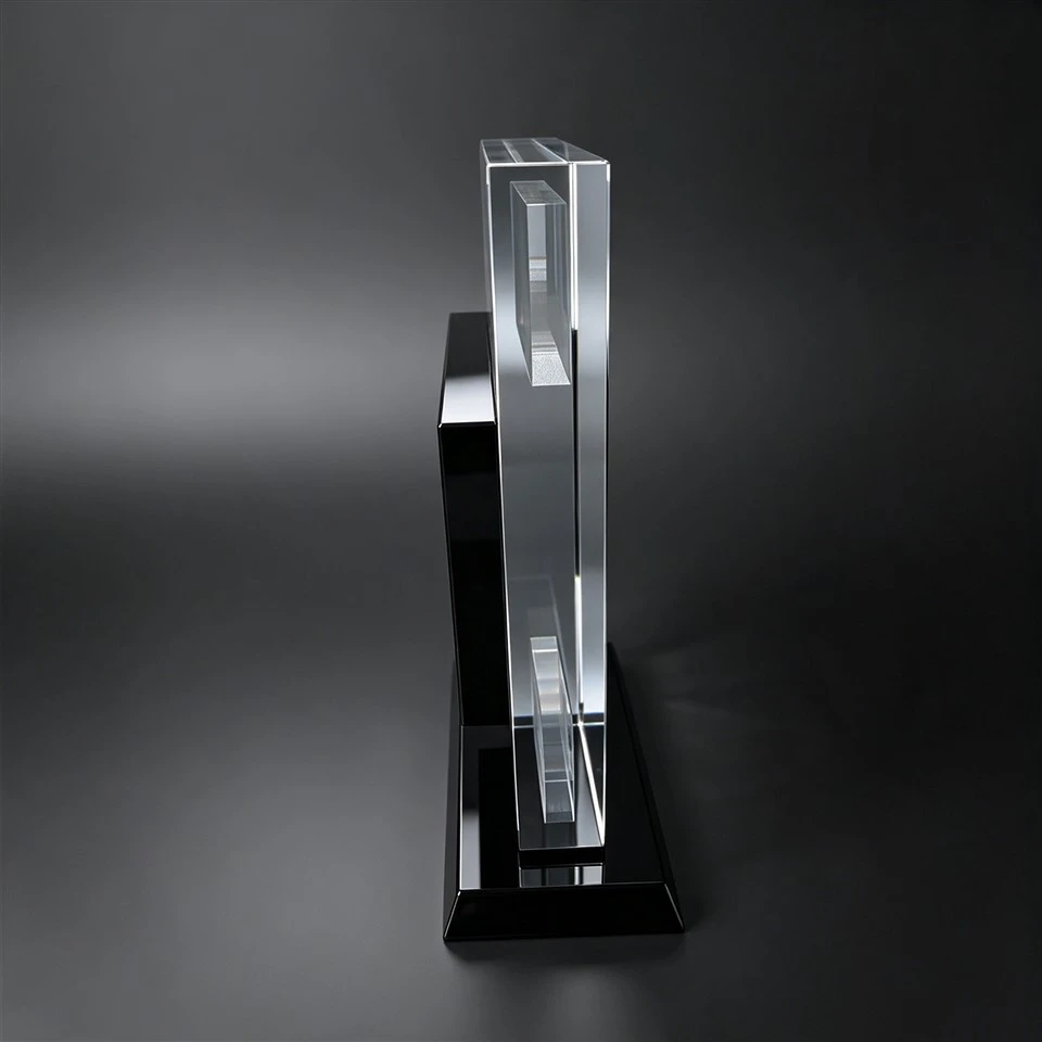 Layer Cut Black Panel Crystal Trophy factory